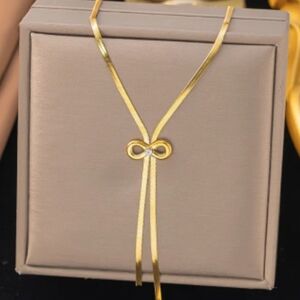 Stainless Steel Elegant Gold Plated Necklace with Silver Accent